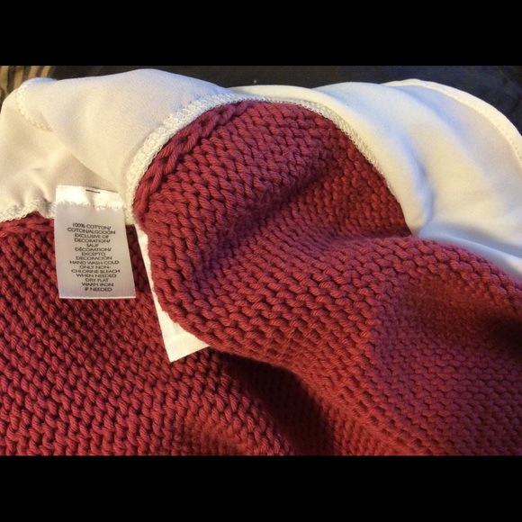 LOFT Pink Knit Sweater with Cream Color Shirt Tail - Picture 3 of 8